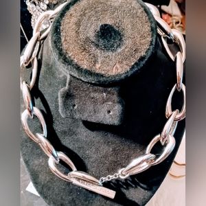 Vincent Camuto Big Silver Tone Chocker Necklace.